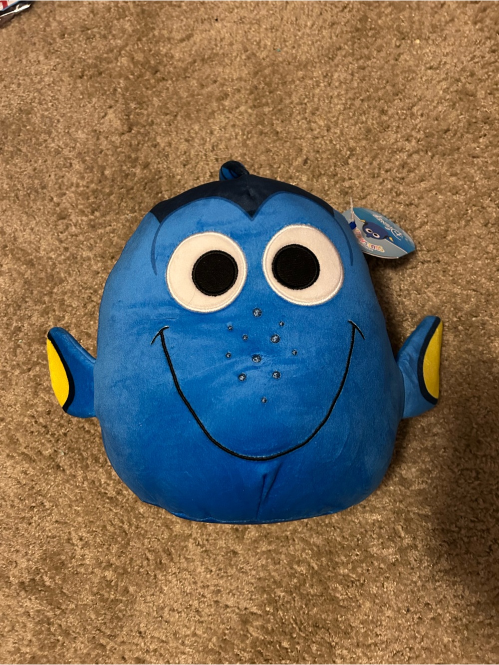 Disney Blue Plush Dory Fish Toy with Yellow Accent